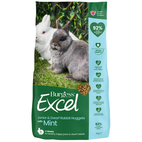 Burgess Excel Junior & Dwarf Rabbit Nuggets with Mint 3kg