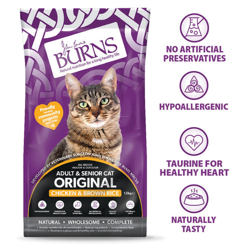 Burns Original Adult Cat Food Chicken And Brown Rice 1.5kg