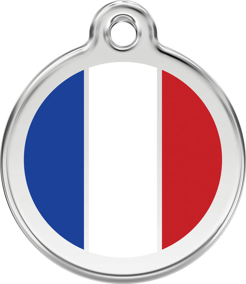 French Flag - Red Dingo Engraved Cat/Dog Tag