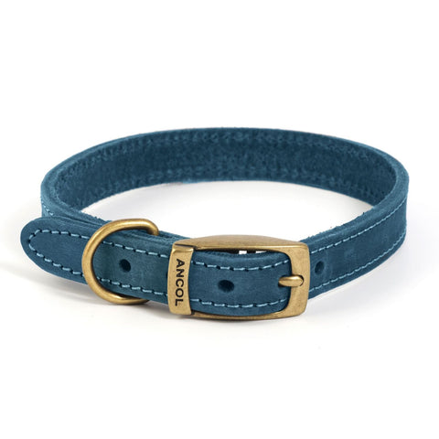 Ancol Timberwolf Leather Dog Collar Blue