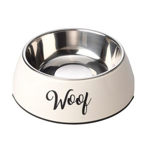 House of Paws Woof 2 in 1 Dog Bowl, Cream