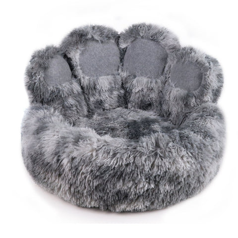 Snug & Cosy Anti Anxiety Paw Donut Bed For Dogs & Cats, Grey