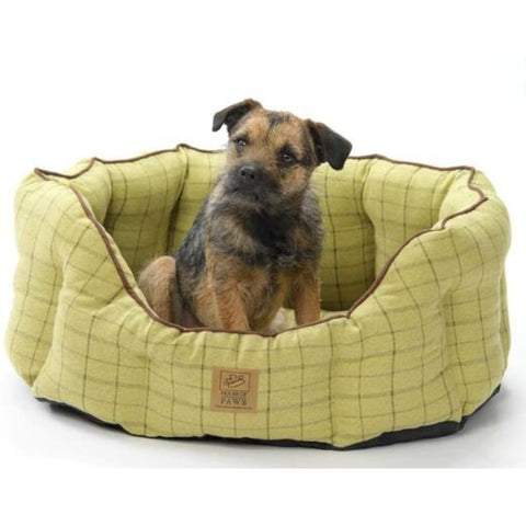 House of Paws Green Tweed Oval Snuggle Dog Bed