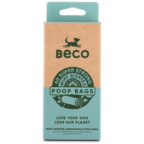 Beco Poop Bags, Mint Scented - 60 pack - Made From Recycled Materials