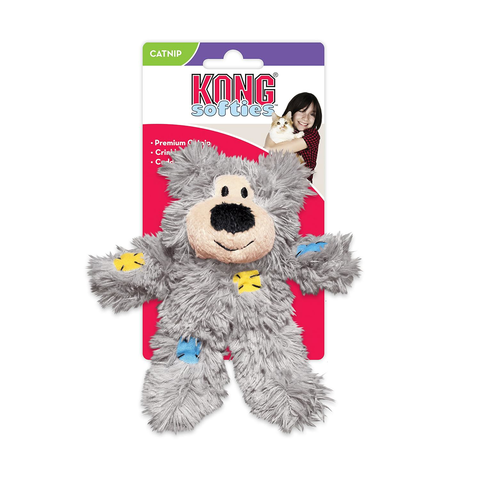 KONG Softies Patchwork Bear Catnip Cat Toy