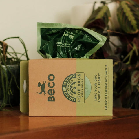 Beco Poop Bags with Tie Handles, Unscented - 120 pack - Made From Recycled Materials