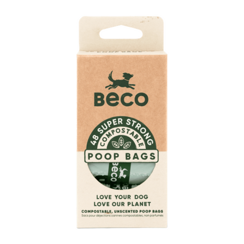 Beco Compostable Poop Bags, Unscented - 48 Pack - Suitable For Home Compost